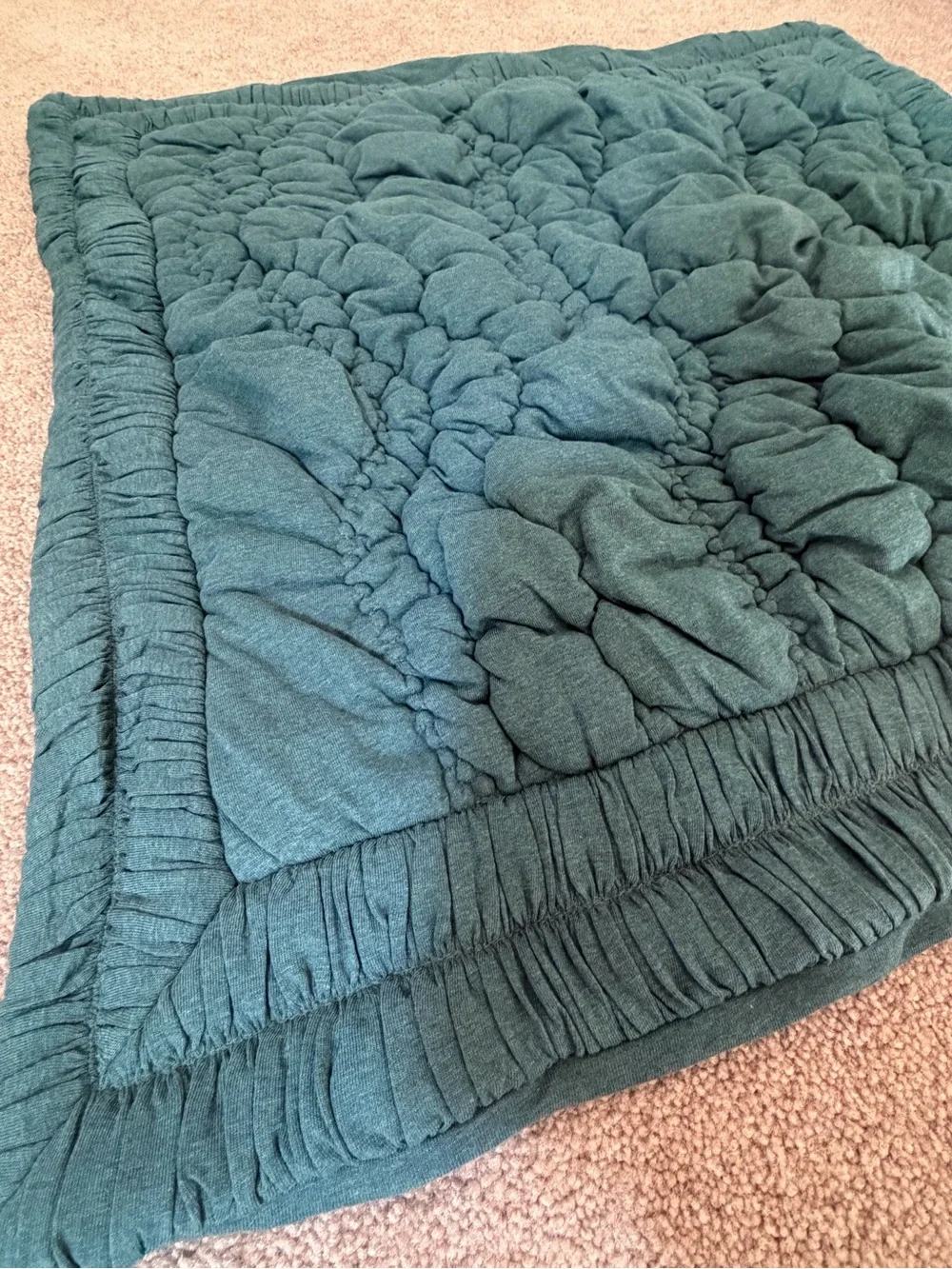new Anthropologie Brooke heathered jersey cotton euro sham green teal quilted 26